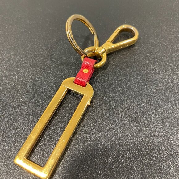 Prada Saffiano Leather Keyring Unisex Gold Plated Hardware (JB1404) - Picture 2 of 4